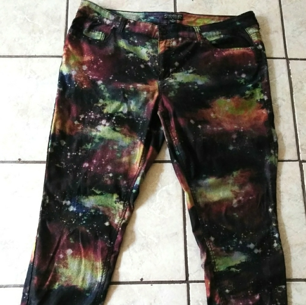 Forever 21+ Galaxy Print Skinny Jeans